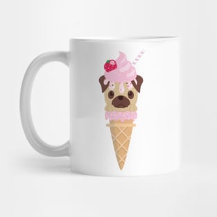 Cute Kawaii Pug Ice Cream Cone Mug